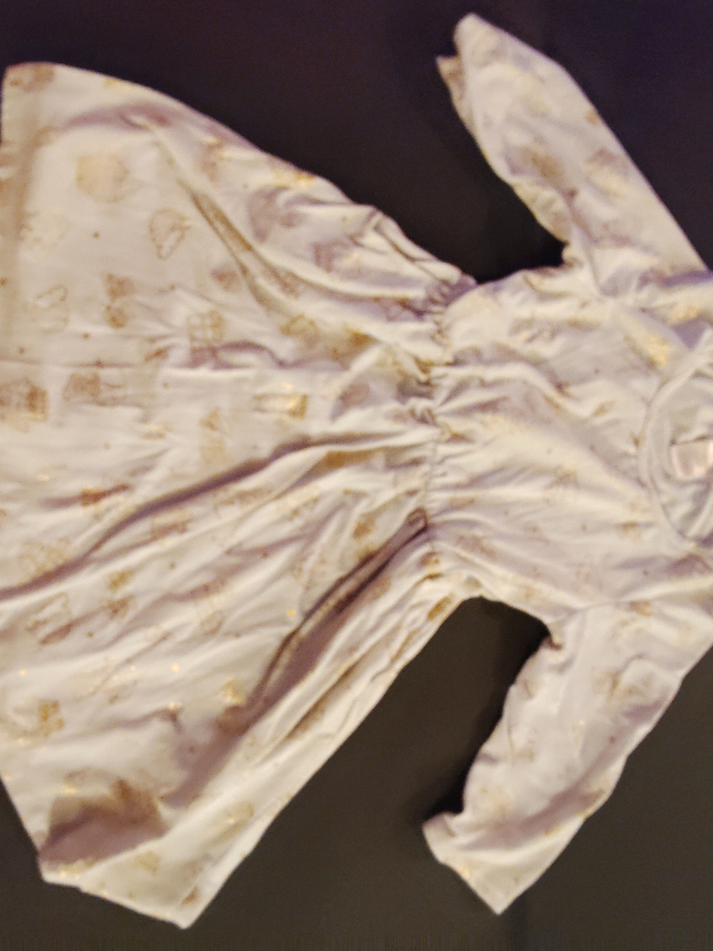 Girls White Dress with Gold Foil Accents